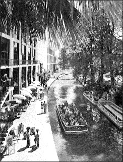 A photo showing the San Antonio riverwalk.