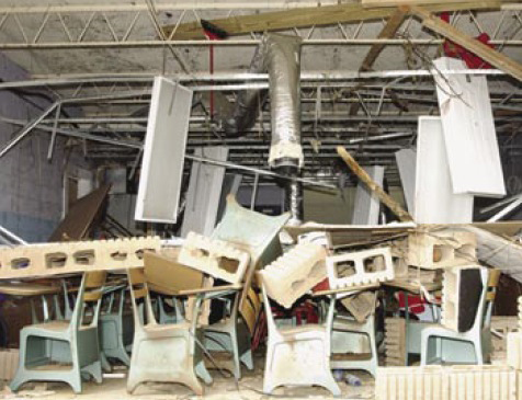 Photo of damaged school in Jackson County School District, Mississippi