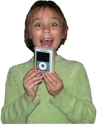 Second grader Meagan Killian receives her iPod