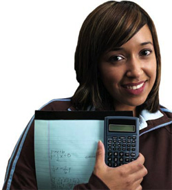 photo of a girl with a calculator