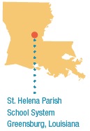 A map of Louisiana showing the location of St. Helena Parish School System.