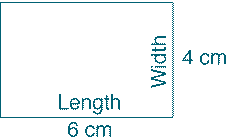 rectangle with length of 6 cm and width of 4 cm