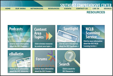 Screen shot of resource page